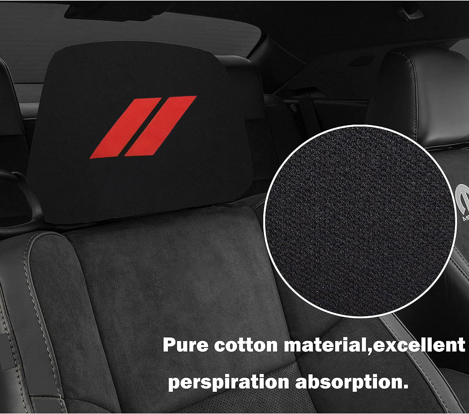 2x For Dodge Challenger Accessories Red Headrest Covers Soft Fabric