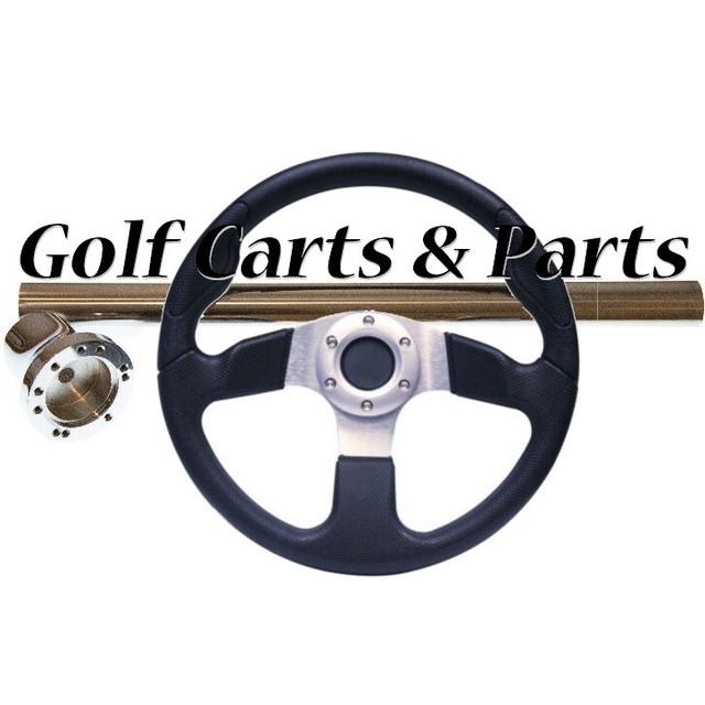 EZGO TXT Golf Cart Steering Wheel Black/Silver Chrome Column Cover and Adapter eBay