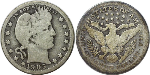 1905 25C Silver Barber Quarter Good