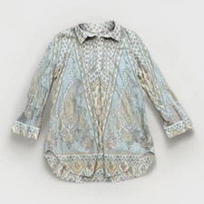 Soft Surroundings Paisley Floral Cotton Voile Tabitha Tunic Top 29203 Size Small