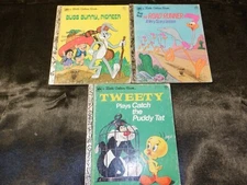 Vtg Lot of 3 Looney Tunes Little Golden Books Tweety, Bugs Bunny, Road Runner