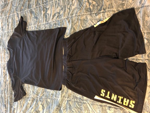 Official NFL Saints football team 2 shirts &shorts youth kids size large L 14/16 - Picture 3 of 9