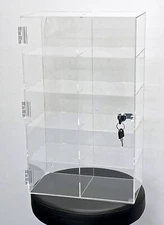 10 SECTIONS-Clear Acrylic WALL Display Case w/Lock Key 19.45x11.85x6.2" US MADE