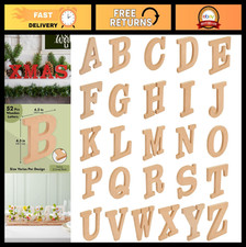 3D Wooden Letters for Crafts  Canvas - 4" Brown Paintable Block Alphabet, 52 Pc