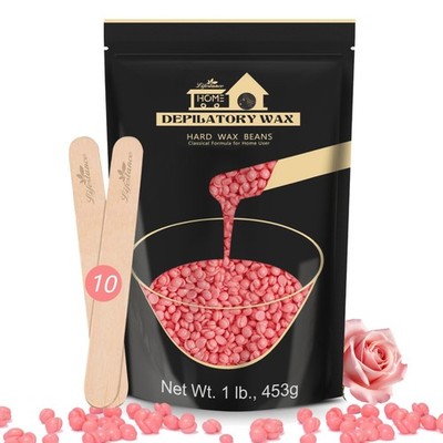 Waxing Perlen, Haarentfernung, Natur, hypoallergen, Rose, 450g, Holzspatel