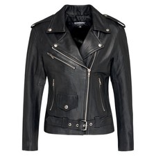 Damen Bikerjacke Lederjacke "Iris 2" schwarz, aus hochwertiges Nappa Leder