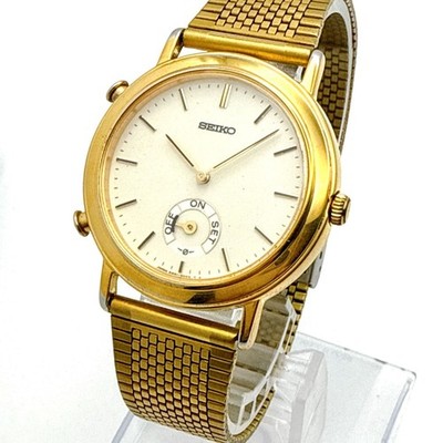 SEIKO Alarm Function Gold Color Round Case Men's Watch 8M51-6010