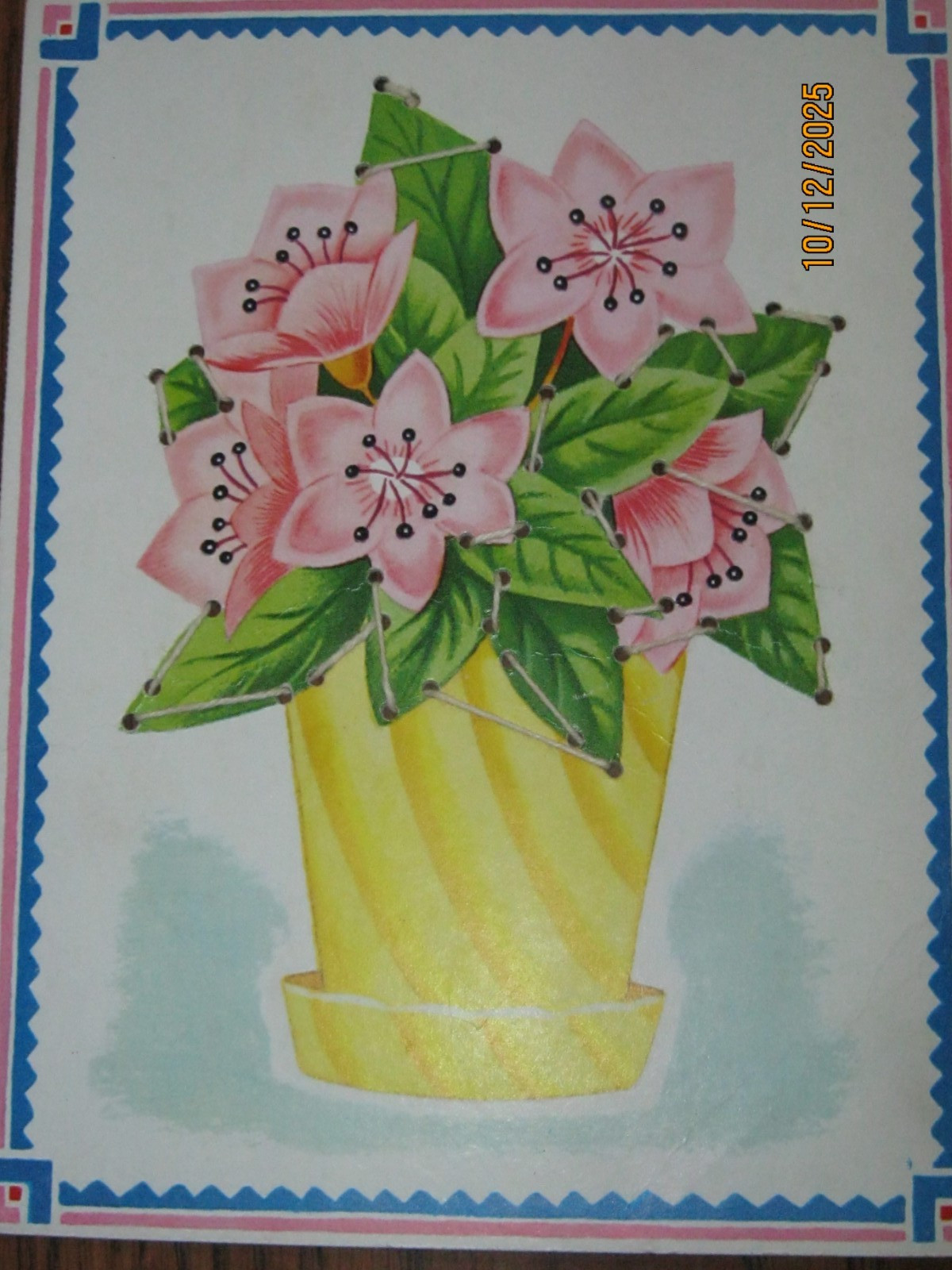 SET OF 6 VINTAGE WHITMAN SEWING LACE UP CARDS 1950s ERA 6" x 8"