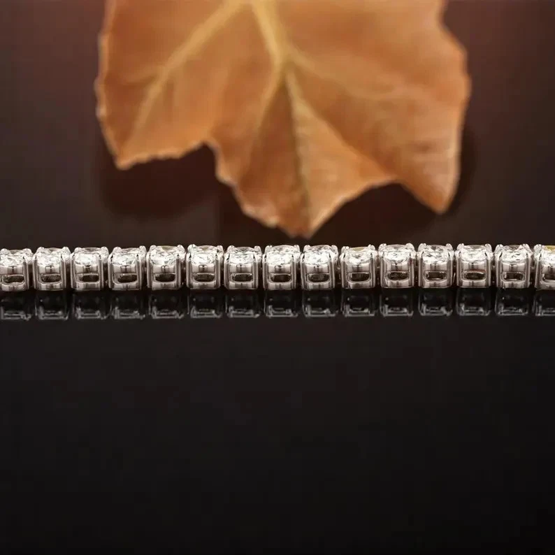 950 Platinum Oval Cut 13Ct Natural Diamond Tennis Bracelet for any occasion - Image 2 of 4