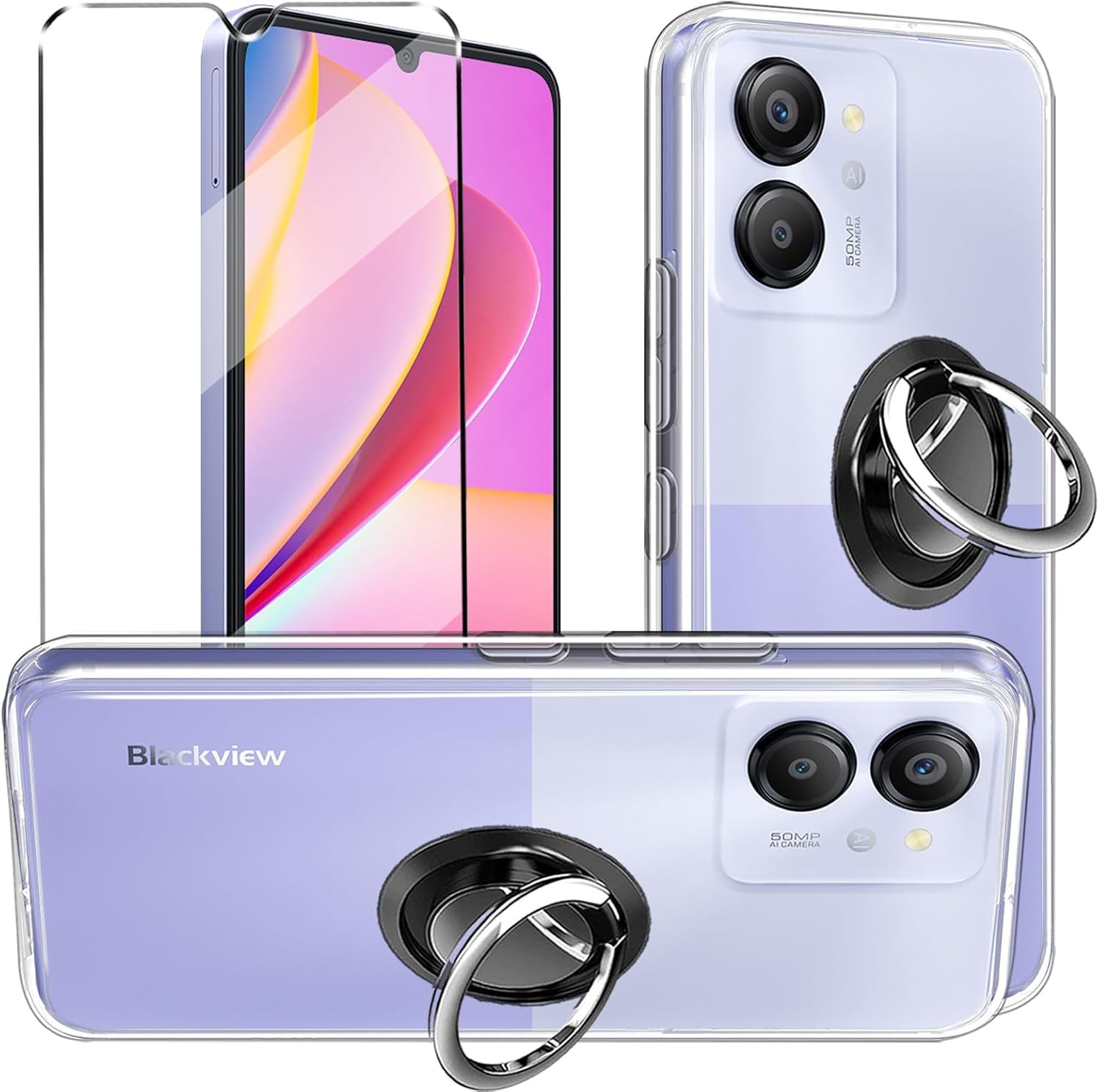 3-in-1 Case + Phone holder Ring Compatible with Blackview Color 8 Oscal Modern