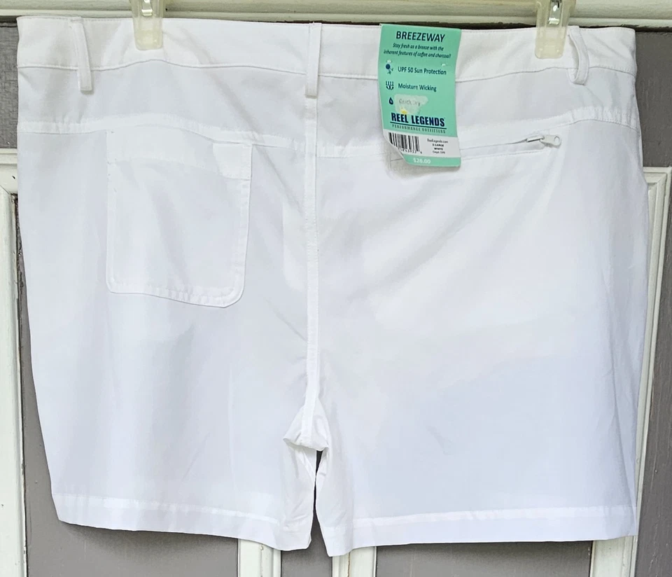 Pantalones cortos Breezeway para mujer Reel Legends talla XL blancos transparentes nuevos con etiquetas. UPF 50, elástico  Foto 3 de 4