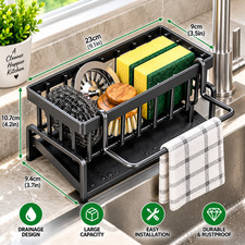 Kitchen Sink Faucet Caddy Organizer Drain Rack Sponge Utensil Storage Holder