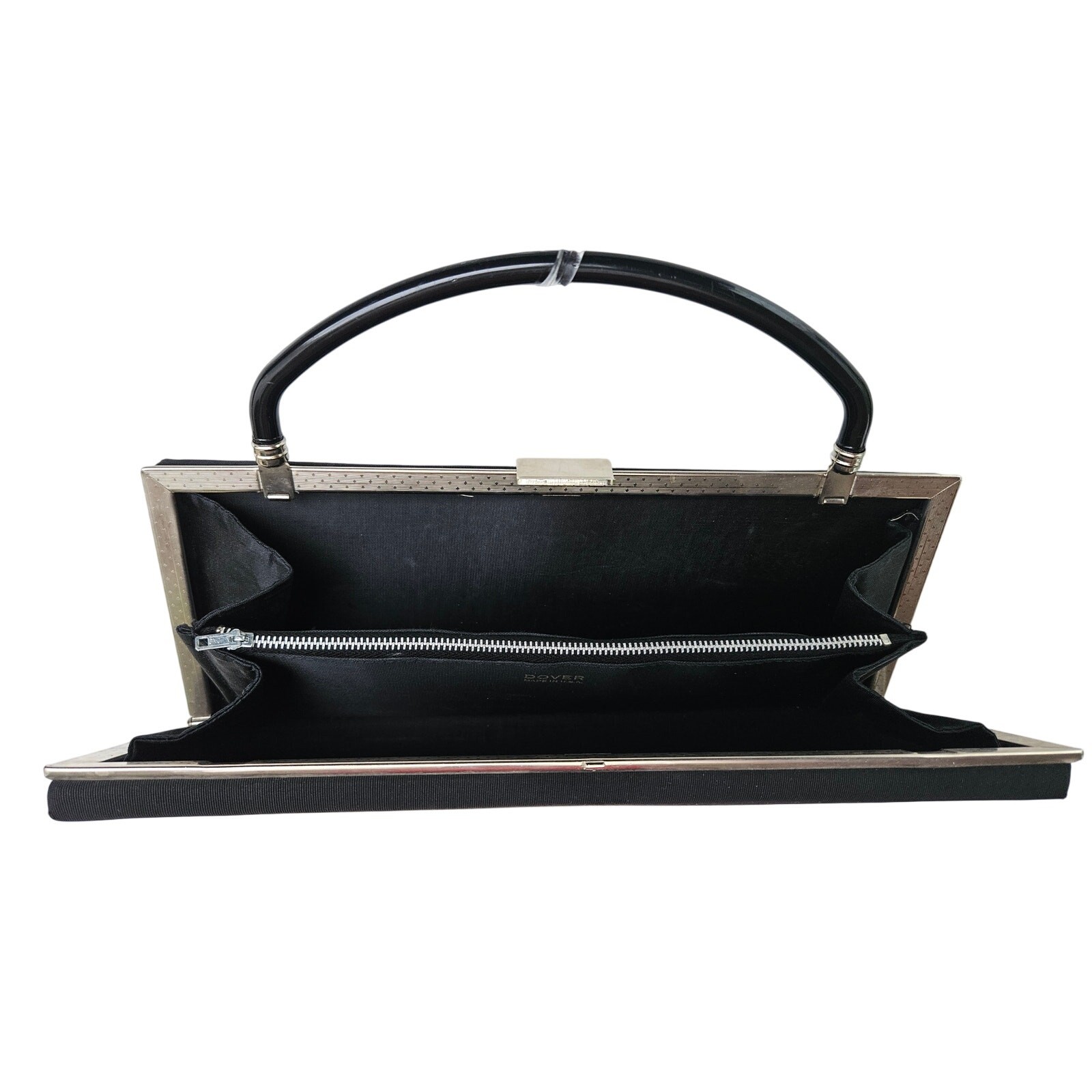1960s Dover Black Rectangular Handbag 13x5x2 Fabr… - image 6