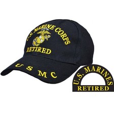 USMC MARINES MARINE CORPS ONCE A MARINE RETIRED BLACK EMBROIDERED Cotton Hat Cap