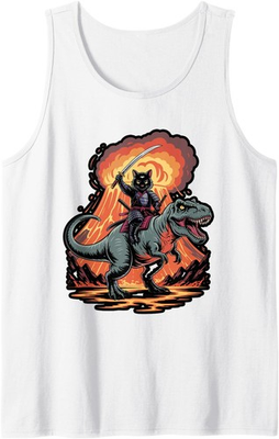 #ad Samurai Cat Rides a Dinosaur Vintage Adventure Tee Tank Top $34.99