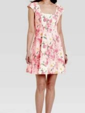 A New Day Women Corset Woven Day Pink Floral Mini A-Line Dress Size 4, 8,10 12