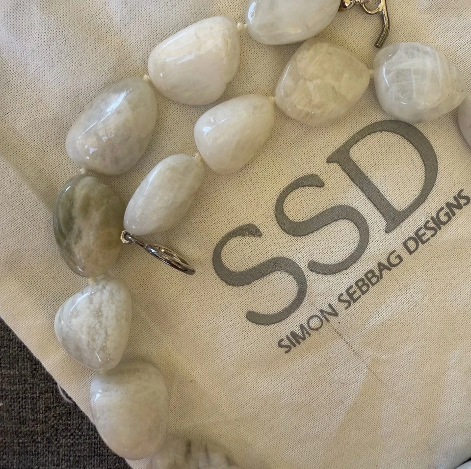 "Collar de piedra de cuarzo Simon Sebbag con colgante rectangular de plata de ley 16,5""" Foto 3 de 4