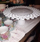 Vintage Westmoreland White Milk Glass Lattice Edge Cake Pedestal MCM Pristine