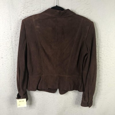 DANA BUCHMAN レザージャケット Dana Buchman Jacket Womens 10 Brown Suede Leather Zip Front
