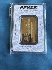 APMEX 1 oz .9999 Fine Gold Bar Bullion Precious Metal Content Gold Bullion Bar 3100.00 per troy oz