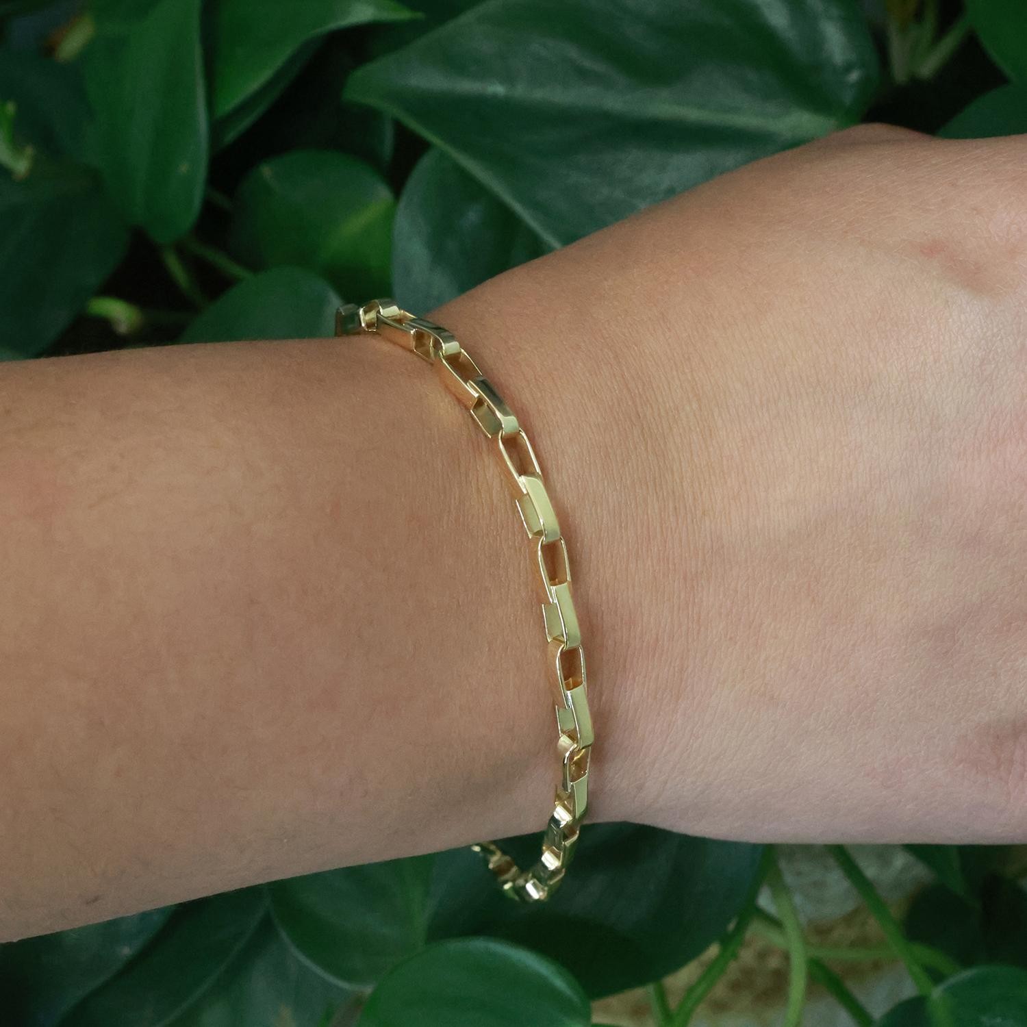 Fancy Rectangular Chain Link Bracelet 18K Yellow … - image 2