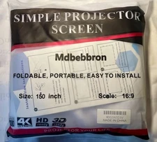Mdbebbron 150 inch Projection Screen 16:9 Foldable Anti-Crease Portable Screen
