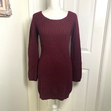 Urban Outfitters Silence & Noise Burgundy Knit Sweater Dress Back Opening Size M