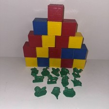 Vintage 1970s Tupperware Tuppertoys 18 Alphabet Busy Blocks 12 Toy Figures