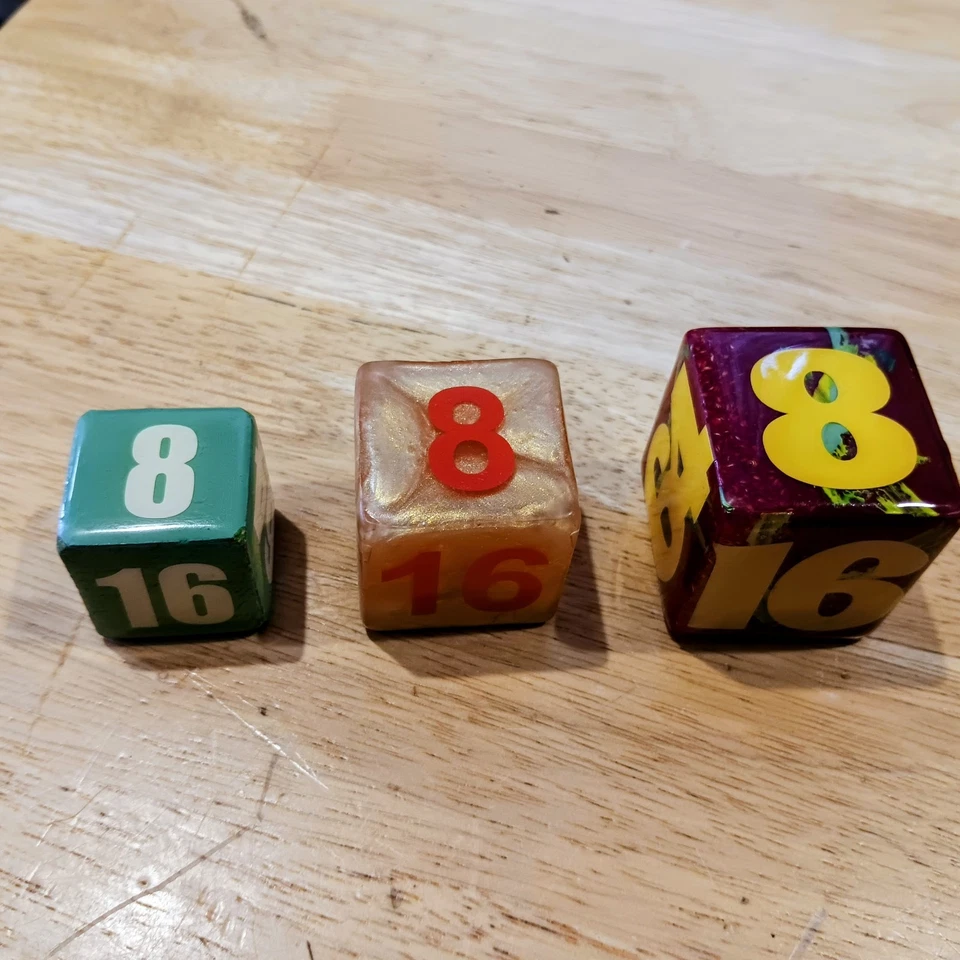 Lote de 3 cubos dobles artísticos grandes de acrílico de backgammon - ¡verde, tostado, púrpura! Foto 4 de 4