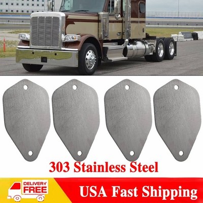 4PCS For Peterbilt Cab Roof Plates Horn Block Off Plates Stainless Steel Kit USA