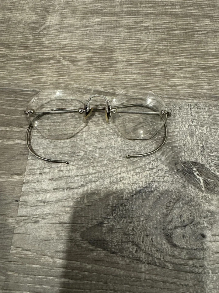 Anteojos octágonos Shuron sin montura de colección NOS Cable Temple marco dorado EE. UU. Foto 2 de 4