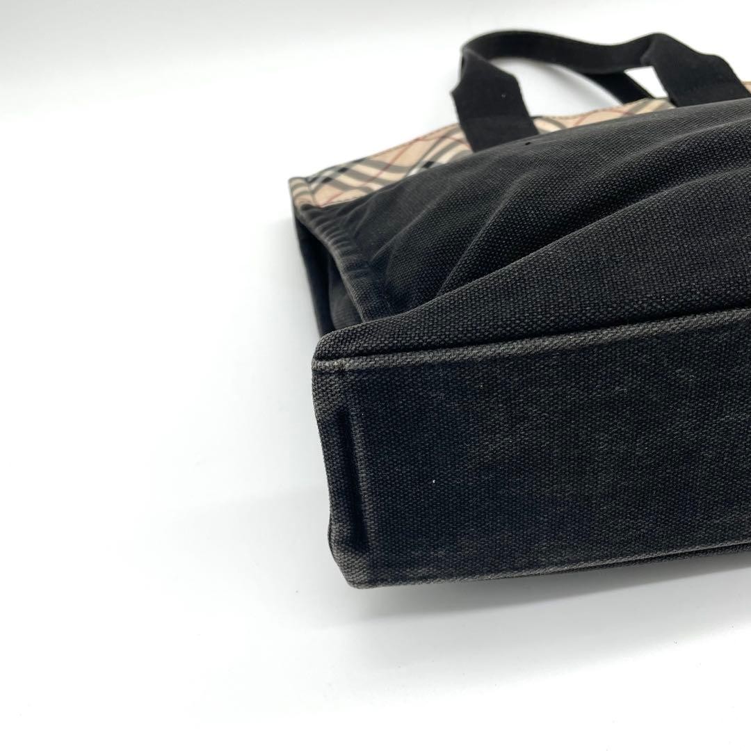 Burberry Blue Label Nova Check Tote Bag Black Beige Canvas Shoulder Bag New thumbnail 10