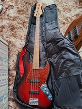 Fender Squire Jazz Bass Electric Guitar Black and Red - Hardly Used