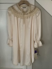 VTG Bert Yelin For Iris IVORY lightweight Crochet Trim Nightgown NWT Sz S