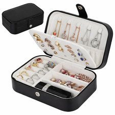Travel Jewelry Organizer Box Double Layer Portable Case Rings Earrings Storage