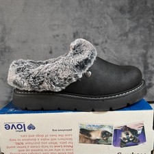 Skechers BOBS Keepsakes High Snow Slippers Womens Size 6 Black Faux Fur Trim