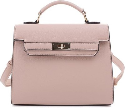 EVVE Damen Pebbled Leather Top Handle Satchel Umhängetasche, neutral