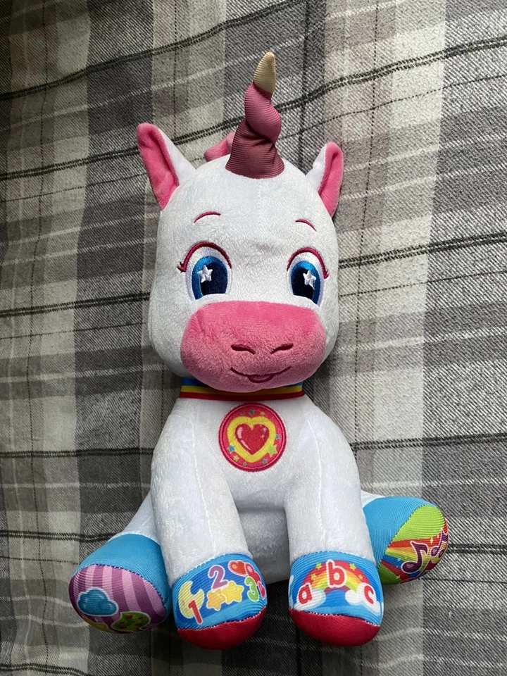 Baby Clementoni Einhorn bunt singende Geräusche leuchten Stofftier 12 Zoll