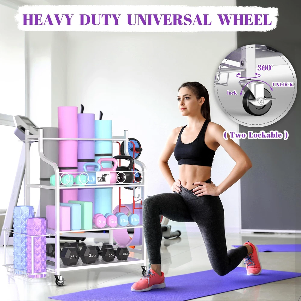 Space-Saving Yoga Mat and Home Gym Storage Rack for Dumbbells Kettlebells Foam Rollers Space-Saving Yoga Mat and Home Gym Storage Rack for Dumbbells Kettlebells Foam Rollers