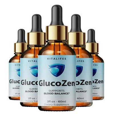 (5 Pack) GlucoZen Drops, GlucoZen Max Strength Support Supplement (2 fl oz)