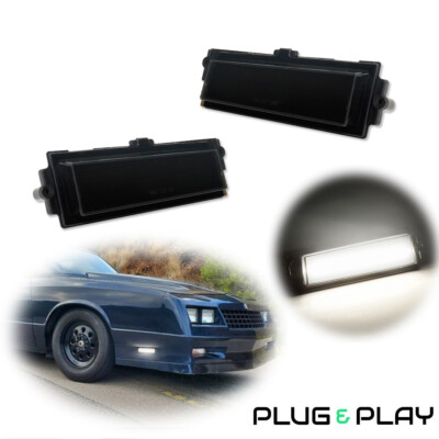 White LED Front Fender Side Maker Parking Lights For 1981-1988 Chevy Monte Carlo