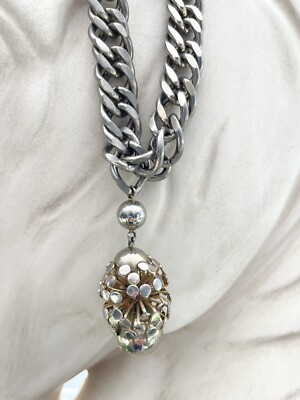 Vintage EISENBERG Moderist Heavy Chain Choker Sculptural Pendant Necklace Rare