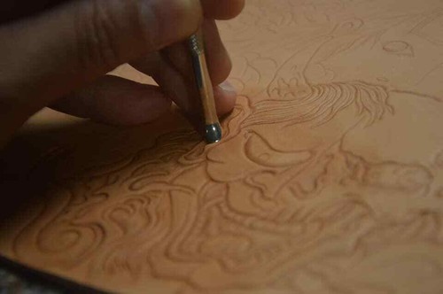 Custom Leather Biker Carved Wallet Chain Handmade Leather Mens Wallet Gift X31 - Picture 7 of 7