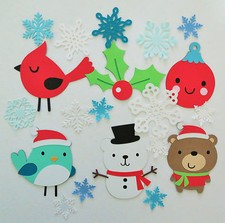 Cute Animals Winter Christmas Bear Snowman Set 2 Paper Scrapbook Embellishment