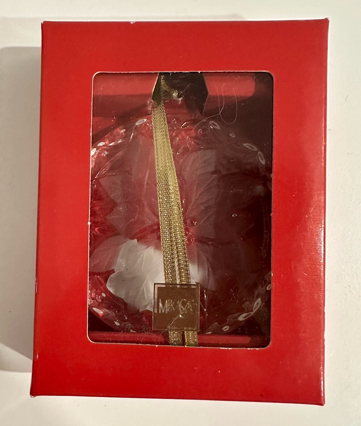 Mikasa Crystal Christmas Ornament Festive Poinsettia Boxed 3.25 inches