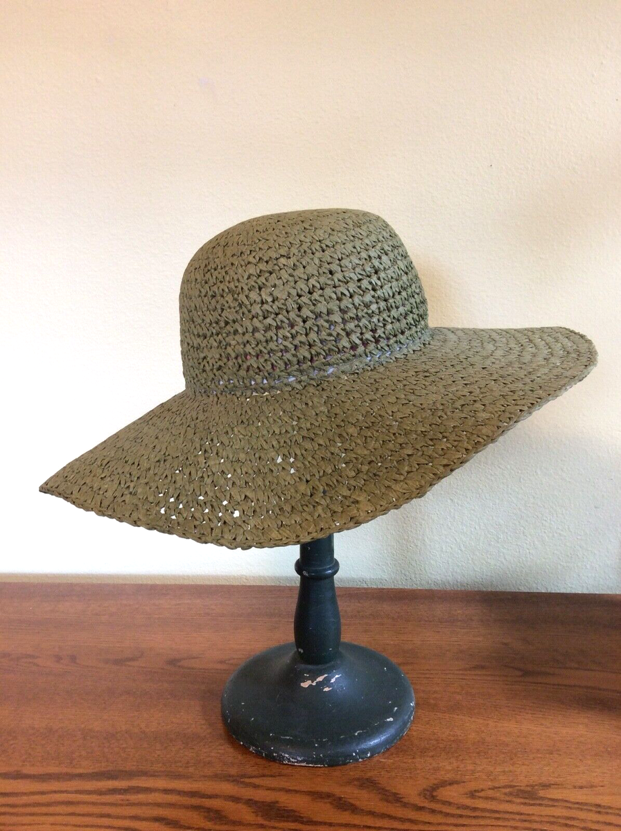 Peter Grimm Womens Wide Brimmed Sun Hat Natural Fiber Green 