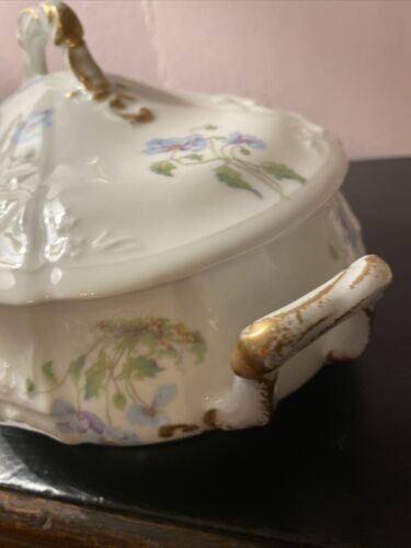 Limoges C Ahrenfeldt casseruola coperta blu fiori di papavero floreale - Foto 3 di 9