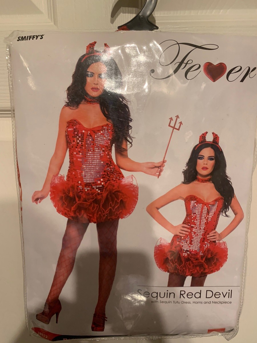 NWOT Sexy Sequin Red Devil Costume Adult Size Small 6-8 US Dress Horns  Neckpiece | eBay