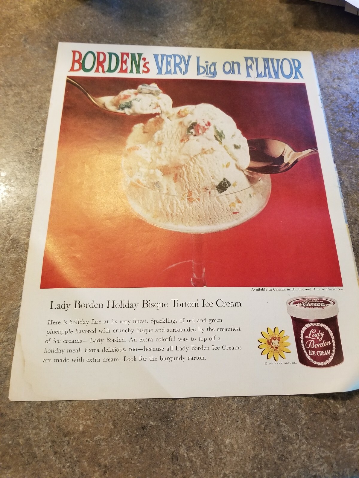1959 Vintage Ad Print Lady Borden Holiday Bisque Tortoni Ice Cream eBay