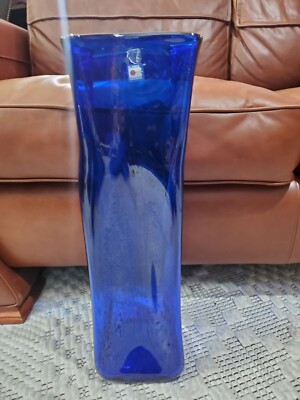 Mid Century Modern Don Shepherd Blenko 20.5  Blown Glass Vase 6 inch base
